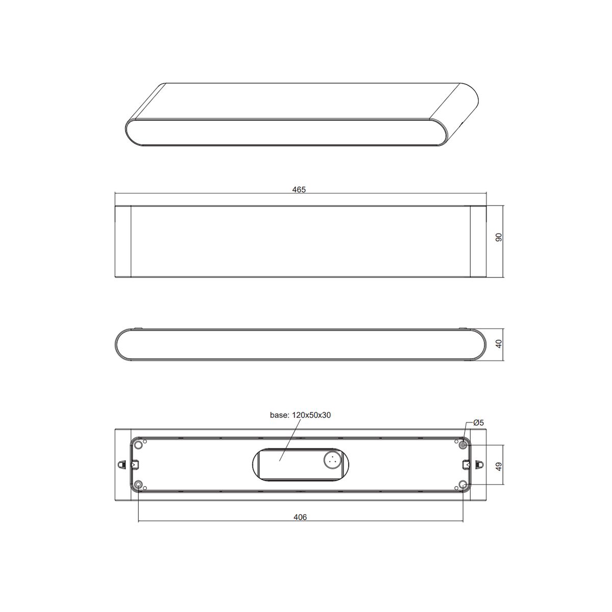 Lampade: LED Aussen Wandleuchte, 47 cm x 9 cm – Nuovo (secondo la descrizione) da Kreuzlingen venduto da Smart-Light 4