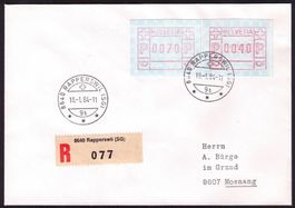ATM 6/6lllb_FDC NEUES SYNTHETIK-FARBBAND_18.1.84 Rapperswil!
