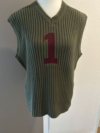 Strickweste oliv mit Nummer 1 von Knock Out Gr. XL