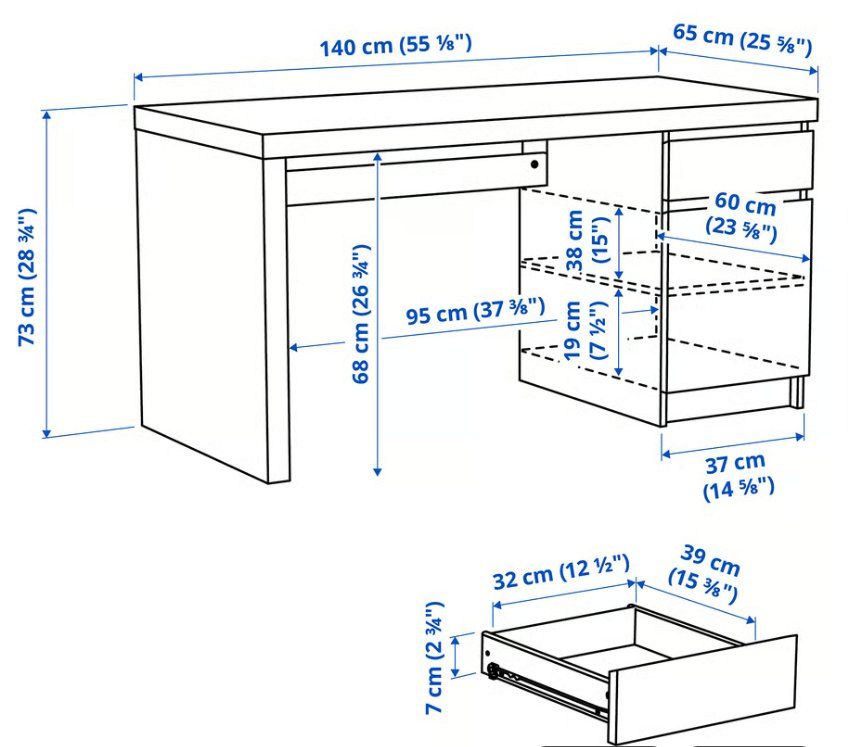 Scrivanie: Schreibtisch 140x65 IKEA Malm Schwarz – Usato da Altishausen venduto da hpm_r57k 3
