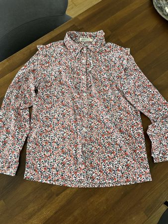 Azzurro Viskose Bluse, Gr. M, Floral / Rot-Weiss, neuwertig