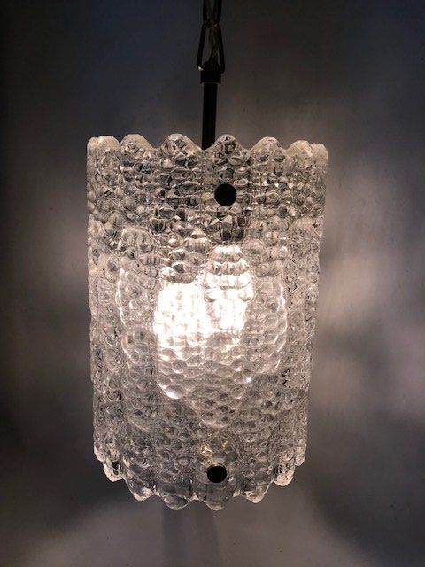Lampade: schwere Glaslampe Hängelampe Pressglas 60er – Usato da Zürich venduto da gigimai67