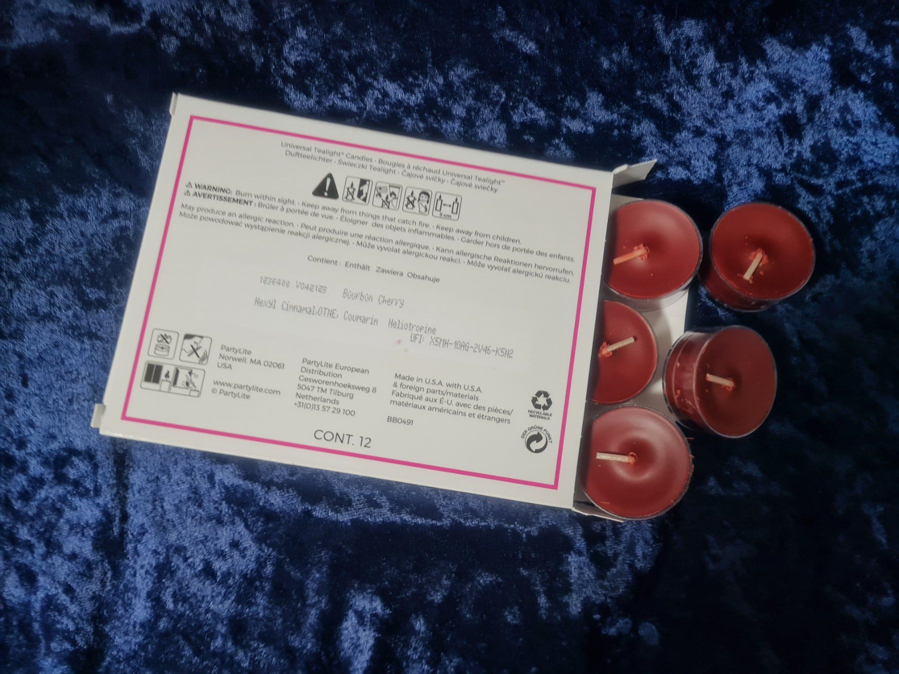 Partylite Candele: PartyLite - 12 Teelichter Bourbon Cherry – Nuovo e nell'imballaggio originale da Othmarsingen venduto da Kleibai