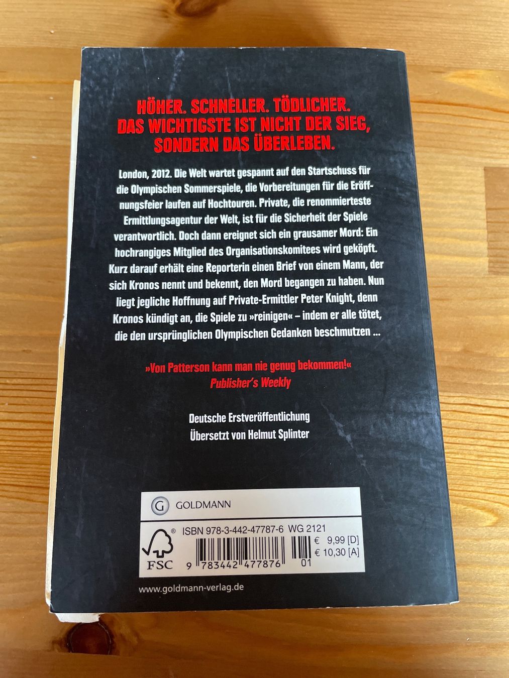 Livres: Der Countdown des Todes, James Patterson & Mark Sullivan – D'occasion à Grünenmatt par Smiley1986 1