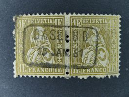 1881 Nr. 36 im paar mit Bahnstempel SBK 340.- ab Fr.1.-