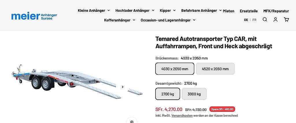 Anhänger: Temared Autotransporter Typ CAR – Neu und originalverpackt aus Lenzerheide/Lai von cadale 1