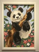 Gemaltes Panda Bild mit Rahmen, Wanddeko Kinderzimmer