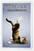 Blechschild - YOGA CAT NR. 2 - BLAU TIGER