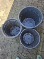 Set of 3 Large Dark Grey Planters.