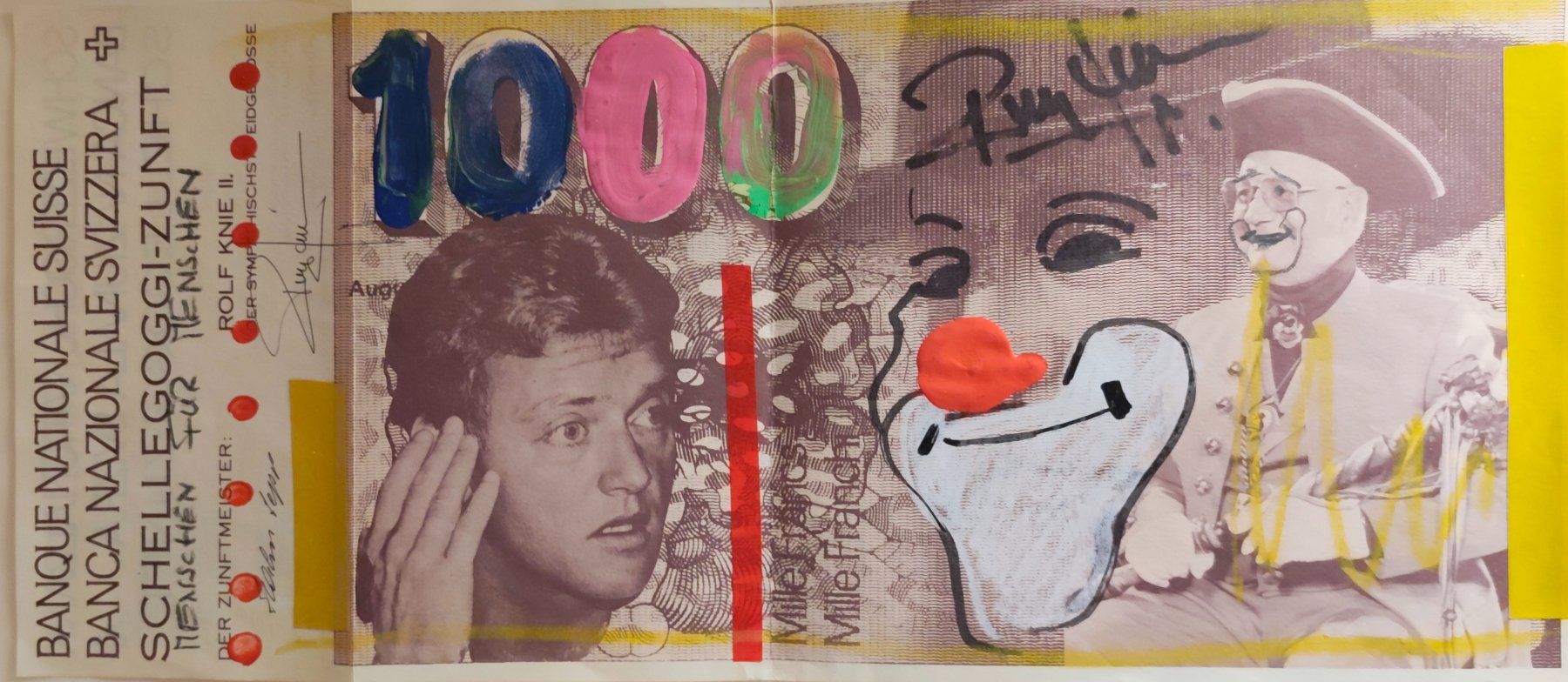 Dipinti: Rolf Knie – Original Mischtechnik / Collage "1000er Note" – Usato da Laufen venduto da Buh-Ding 1