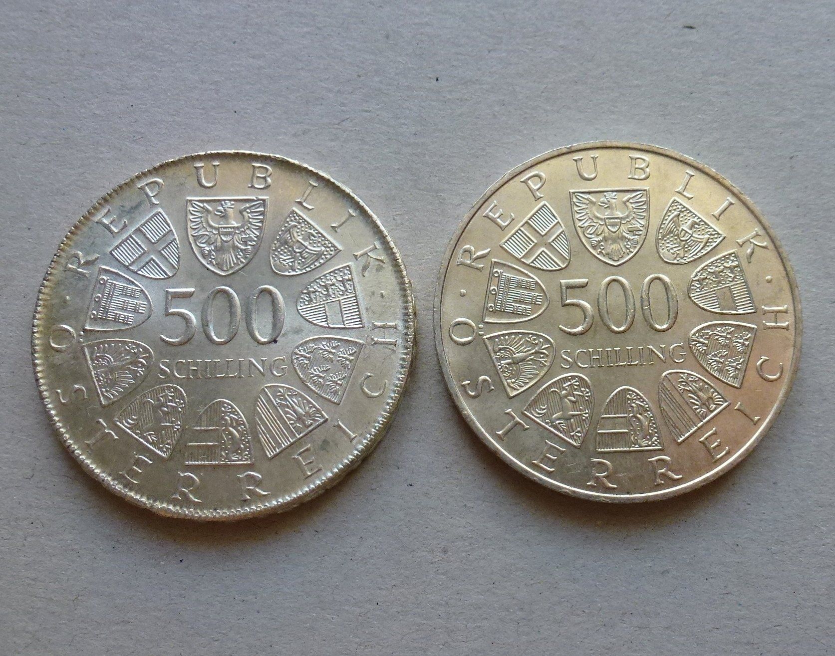 Tutti le monete: Österreich ++ 2x 500 Schilling Silber – Usato da Walkringen venduto da Casablanca777