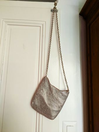 ZARA : Sac de soirée ou d'été, métal / strass / chaîne dorée