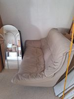 Sofa Leder beige gepolstert gebrauchter Zustand