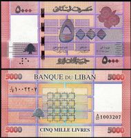 Libanon 5000 Livres 2021 UNZ P-91 Serie A