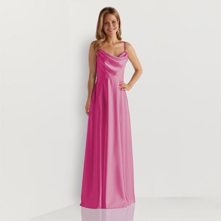 Pink Satin Maxi Kleid - Größe 34