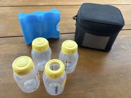 Medela Kühltasche mit 4 Milchflaschen & 1 Kühlelement