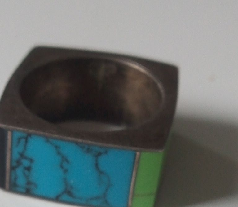 Anelli: Silber Design Ring mit Türkis-Einlage, Grösse 18, neuwertig – Nuovo (secondo la descrizione) da Basel venduto da STrudi_9qvp 1