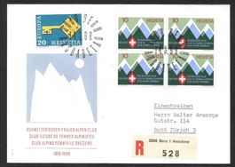 R-FDC Nr. 453 Viererblock Frauen Alpenclub ET Bern 14.3.1968