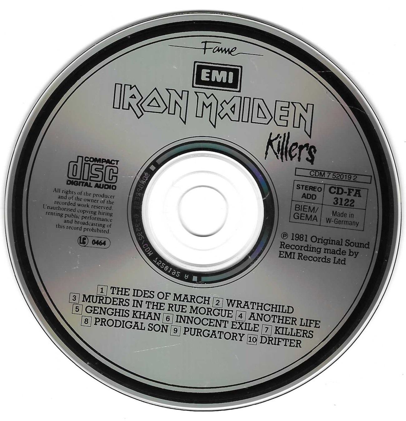 CDs: IRON MAIDEN  -  KILLERS – D'occasion à Bex par Giorgiob 2