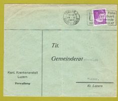 Portofreiheitsmarke auf Brief 1935