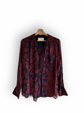 Chemisier ba&sh motif floral bordeaux taille 0