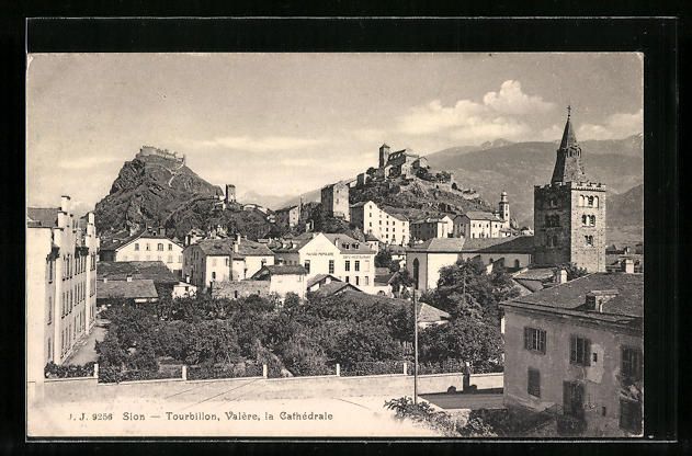 Cartoline postali: Sion, Tourbillon, Valère, la Cathédral – Usato da Berlin venduto da bartko-reher