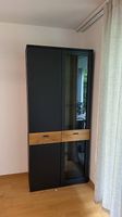 Vitrinen Schrank schwarz Eiche neuwertig H200cm B60cm