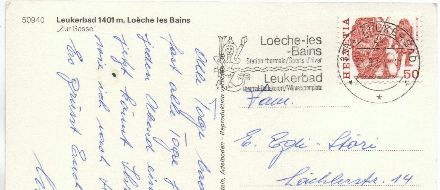 Cartoline postali: LEUKERBAD Zur Gasse – Usato da Jona venduto da philajona 1