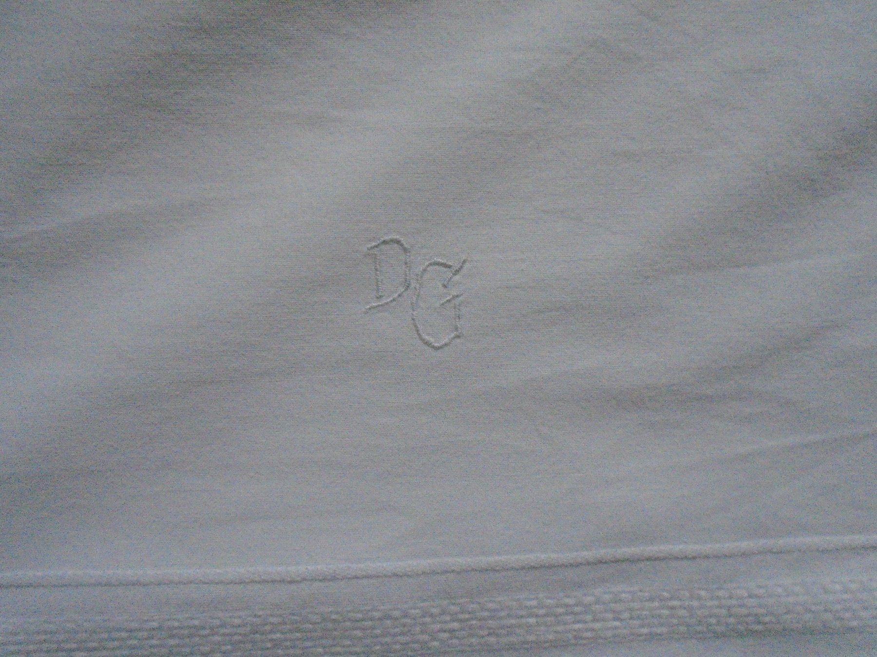Biancheria da letto: 2 vintage LEINTÜCHER mit gewebter Borte und Monogramm – Usato da Pfeffingen venduto da Intertandem 2