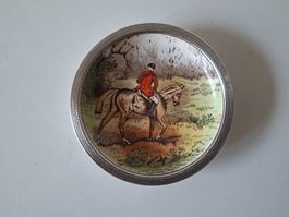 Aschenbecherchen  Porzellan & Silber 925er  engl. Jagdszene