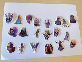 Totenkopf / Skelette Sticker Set