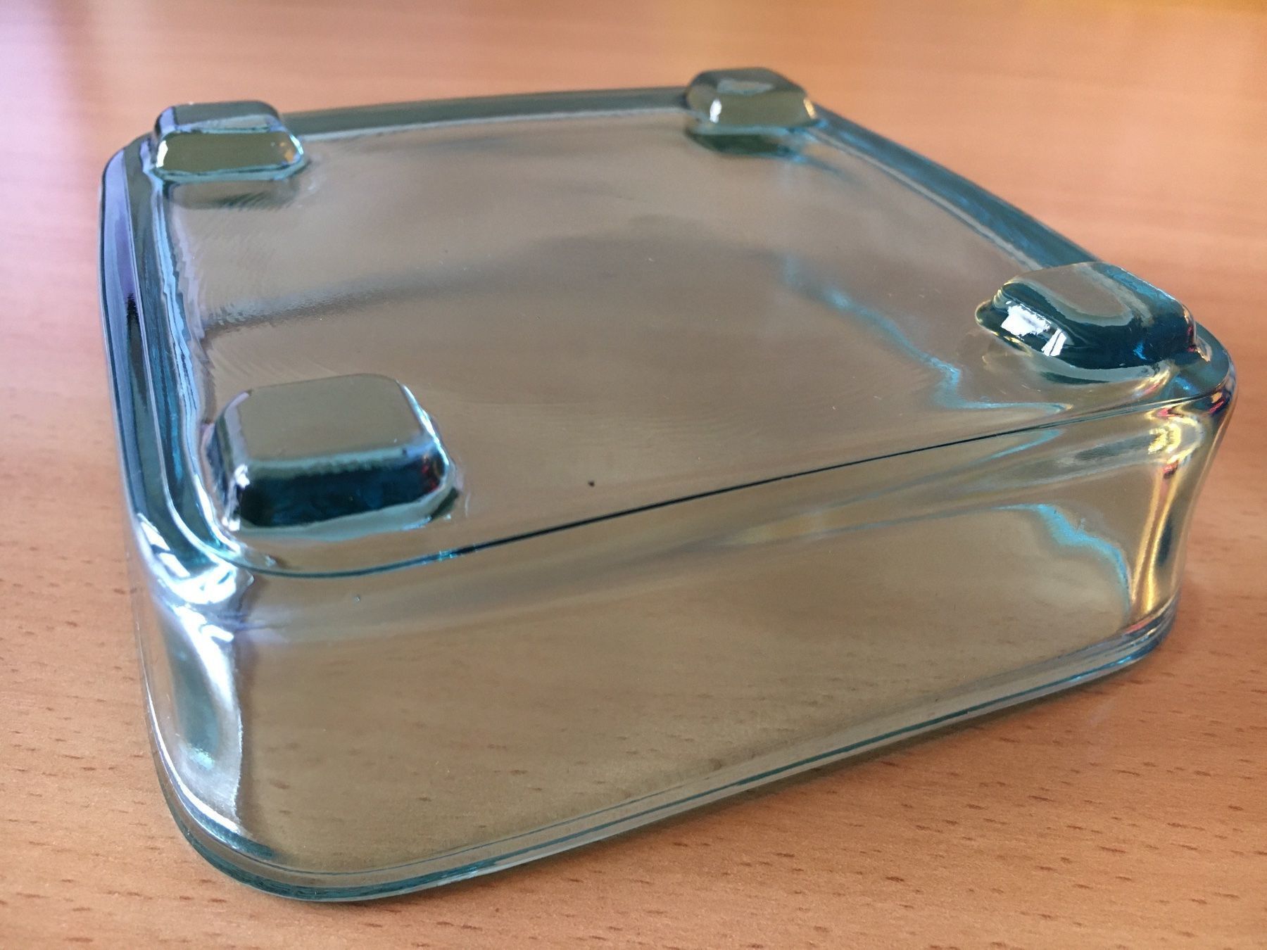 Aschenbecher: Aschenbecher, Glas, türkis, quadratisch – Gebraucht aus Luzern von Jiggy_8898 2