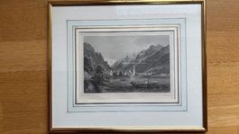 Historischer Stich Flüelen am Vierwaldstättersee