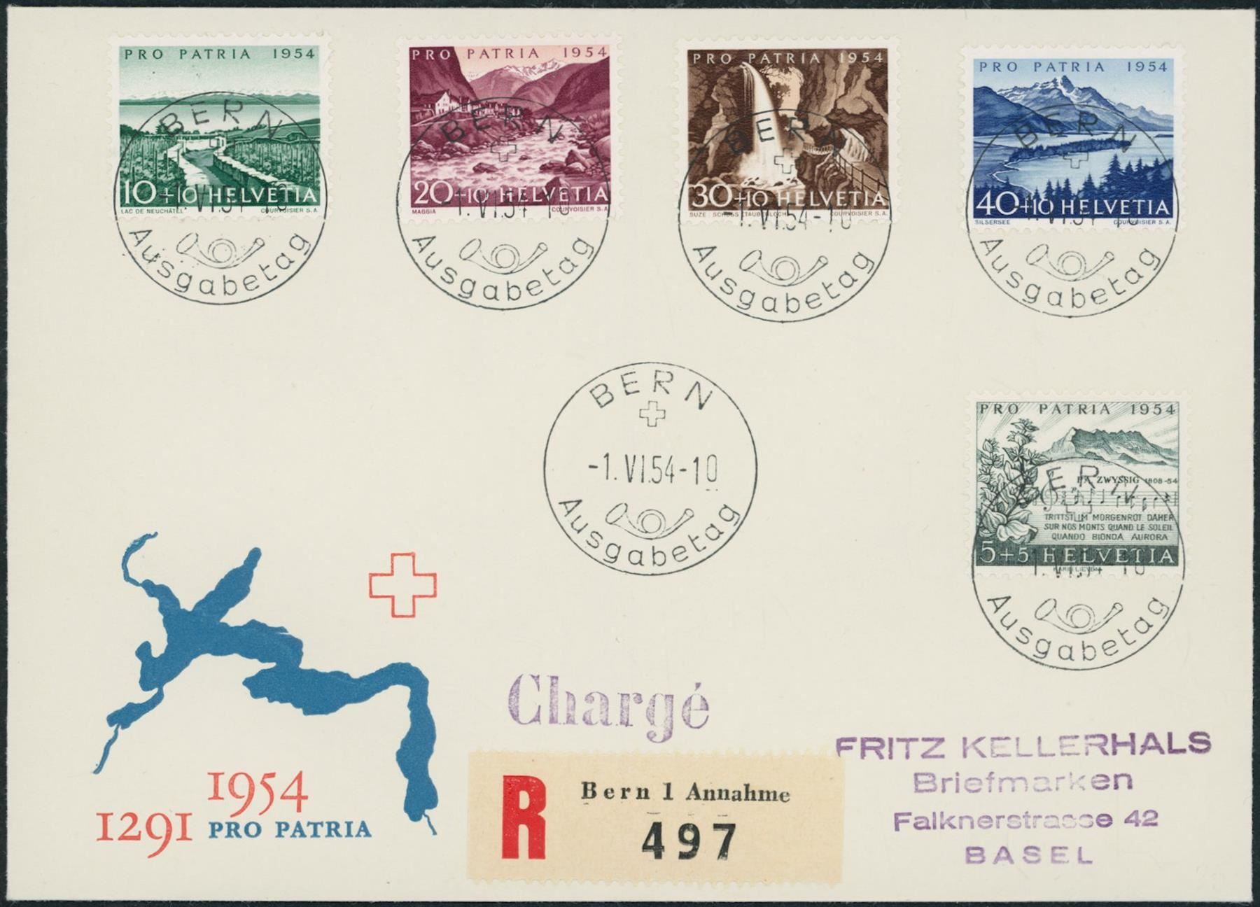 Tutti i francobolli: 1954 - Pro Patria - R FDC ET – Usato da Schindellegi venduto da leecollect 2