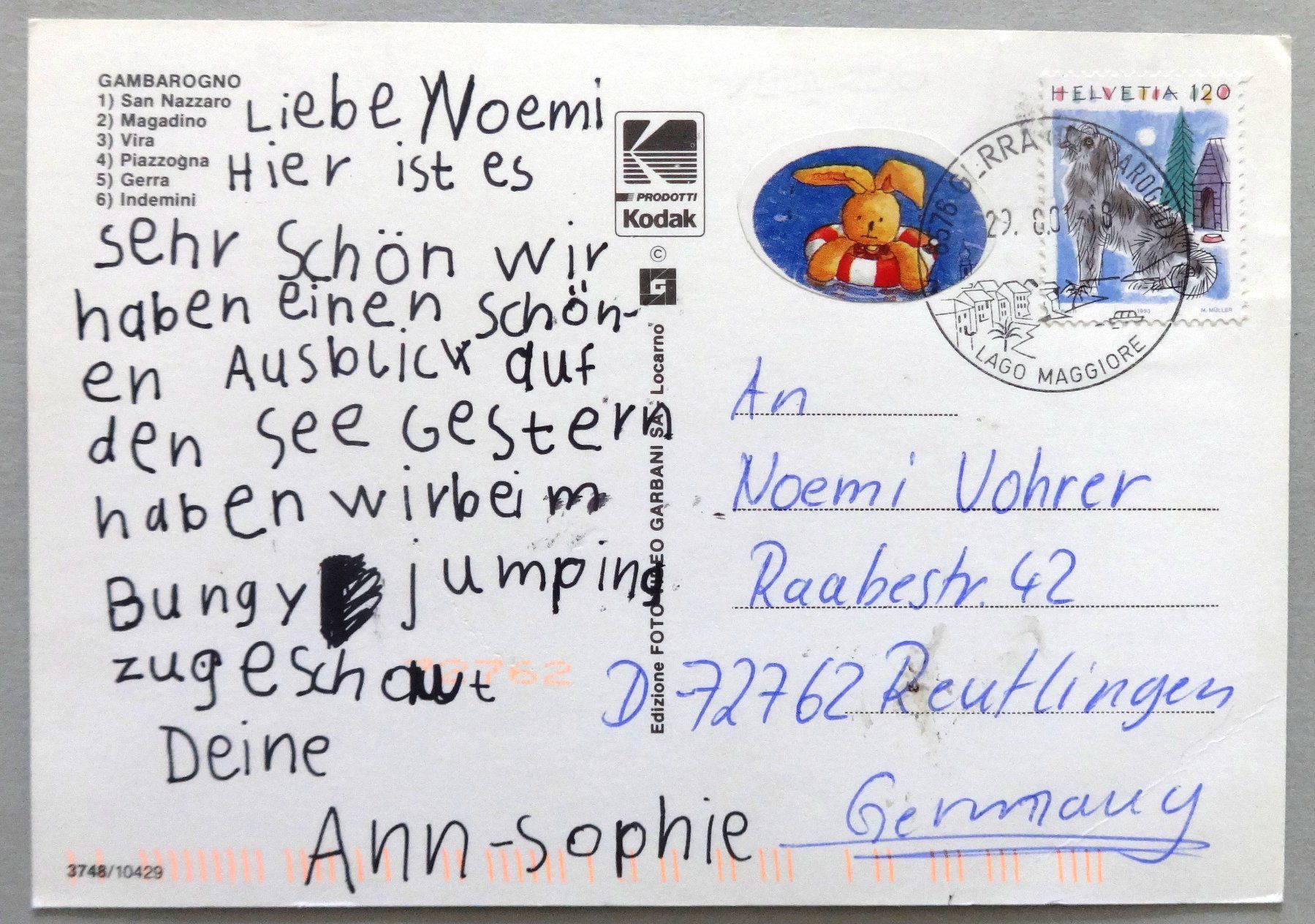 Cartoline postali: Gambarogno – Usato da Fétigny venduto da Billy2miny 1