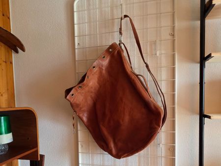 Grand sac à dos en cuir vintage
