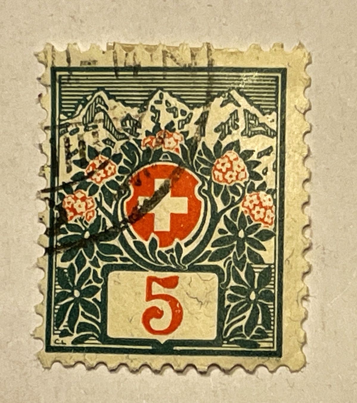 Tutti i francobolli: 1910, Schweizer Wappen und Alpenrosen – Usato da Oftringen venduto da Vucki 1