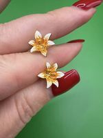 925 Silber Ohrringe Edelweiss Design Emaille Elegant