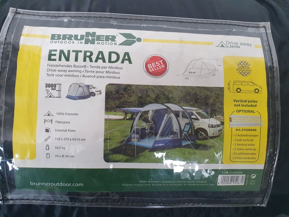 Camper Vorzelt Entrada, Brunner, Freistehend,Versand möglich 2