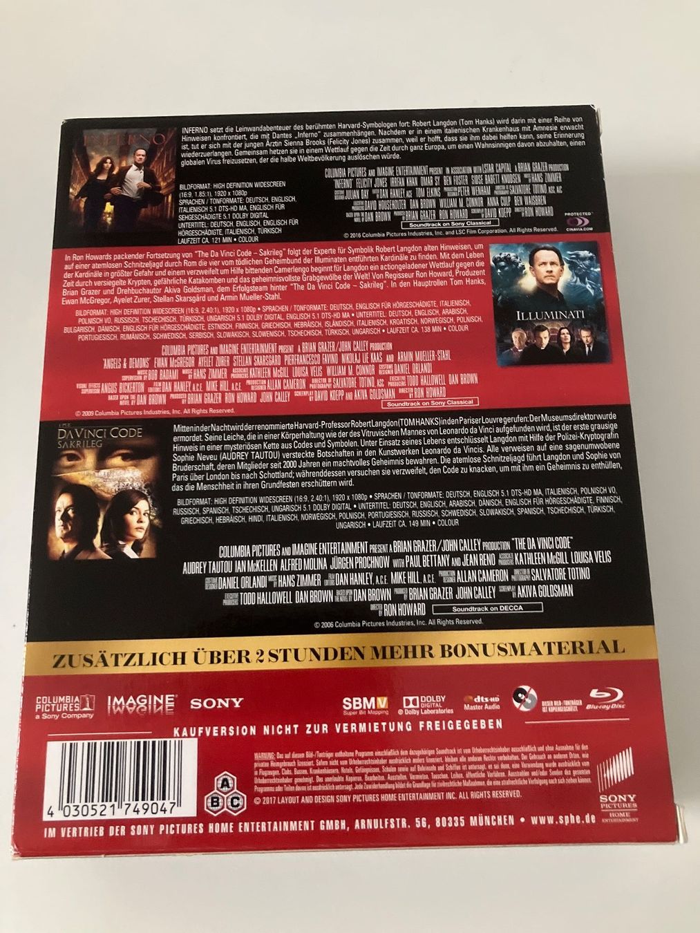 Tutti i DVDs: Robert Langdon 3-BR Set - Inferno / Da Vinci Code - Sakrileg – Usato da Arbon venduto da Sugofresser 1