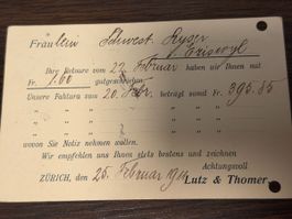 Antique Lutz & Thomer Zurich Postcard - February 1911