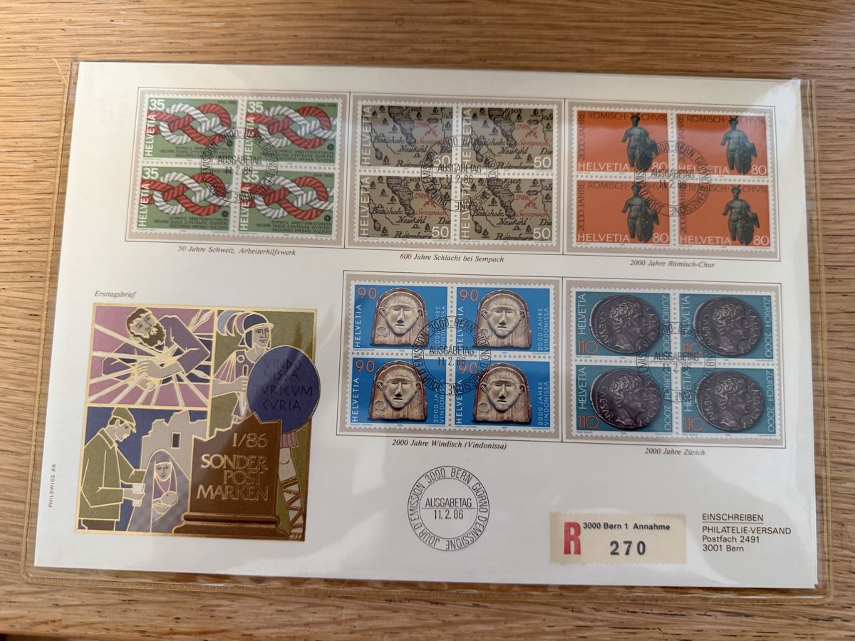 Tutti i francobolli: Luxusbrief FDC 11.2.86 Bern 4er Block Satz  – Nuovo (secondo la descrizione) da Murgenthal venduto da Tina_4055