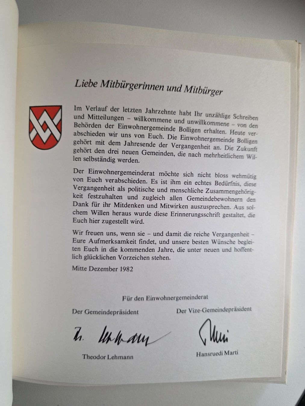 Libri: Einwohner Gemeinde Bolligen Erinnerungsschrift 1982 – Usato da Walterswil BE venduto da Lonitti 5