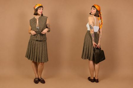 vintage 1980er AKRIS Seiden Set - Jupe&Top - Gr. S/M