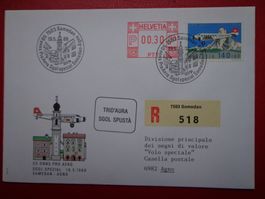 Lettre Brief 1988 FLUGPOST TRID'AURA SAMEDAN AGNO