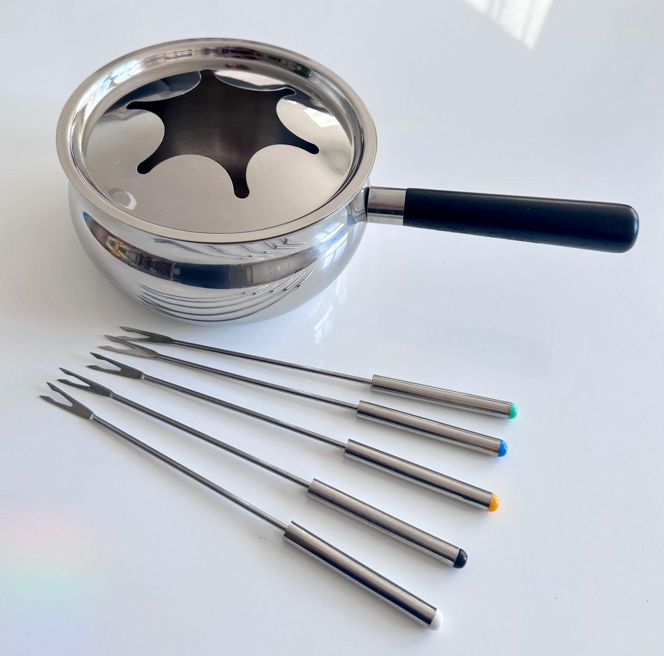 Elettrodomestici da cucina: Fleisch Fondue Set Caquelon Rechaud u Gabeln Bourguignon – Usato da Rickenbach b. Wil venduto da sunneschii_ 5