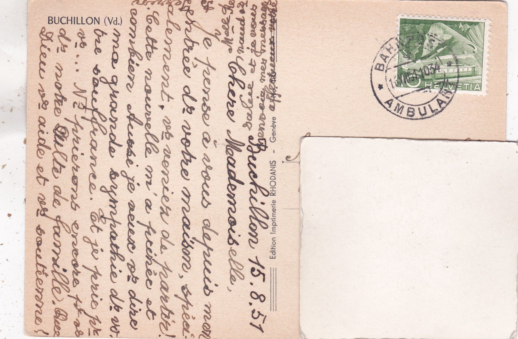 Cartoline postali: Kitsch Kunst Buchillon 1951 – Usato da Herisau venduto da Lisegrat2008 1