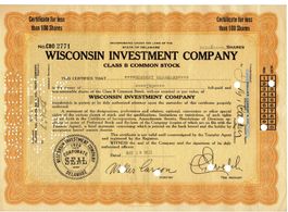Wisconsin Aktien Zertifikat Storniert 1930 Nr.2771