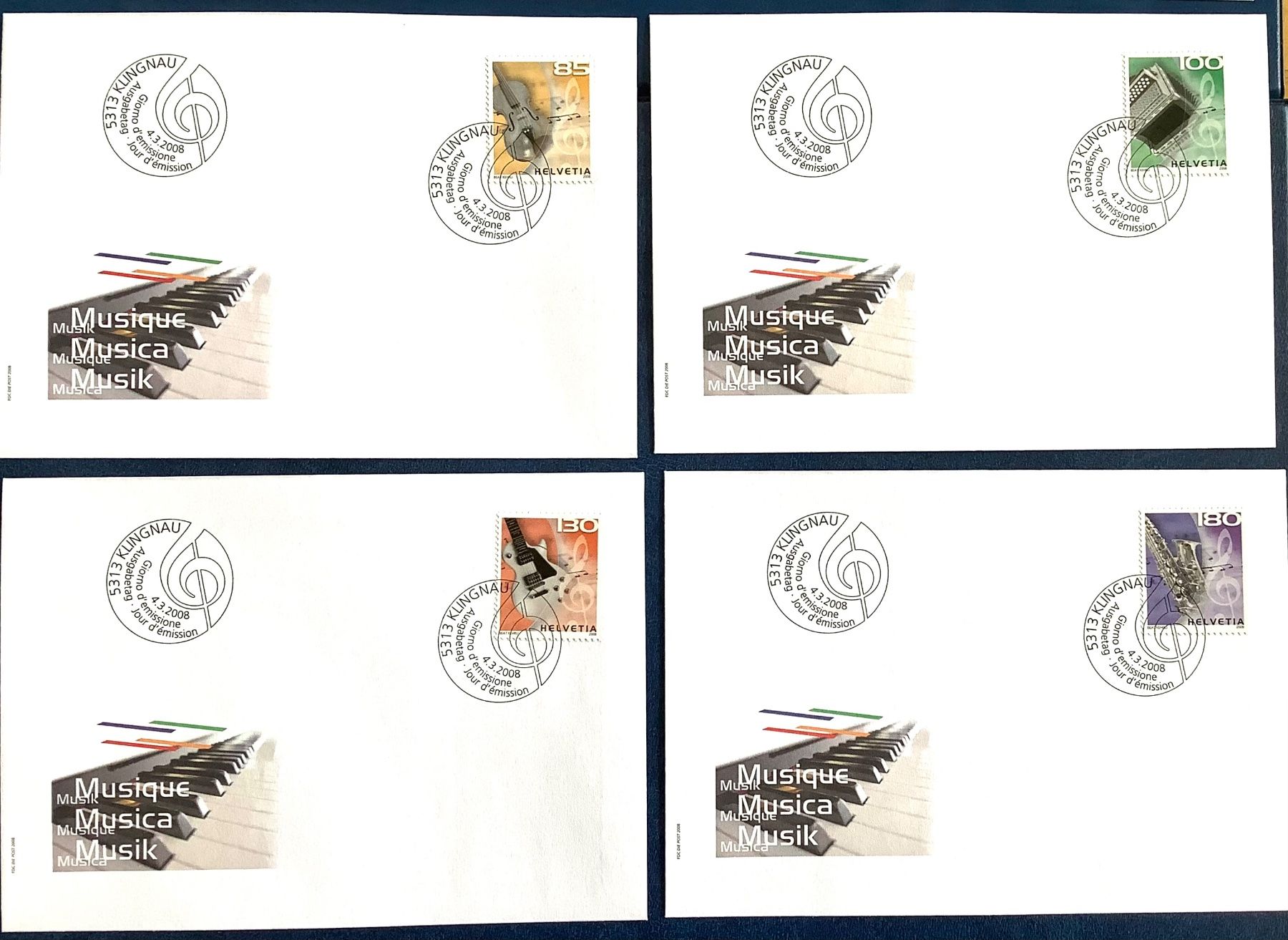 Tutti i francobolli: 2008 - Musik   FDC Viererblock-Serie + Einzel – Nuovo (secondo la descrizione) da Liestal venduto da Skunk02 2