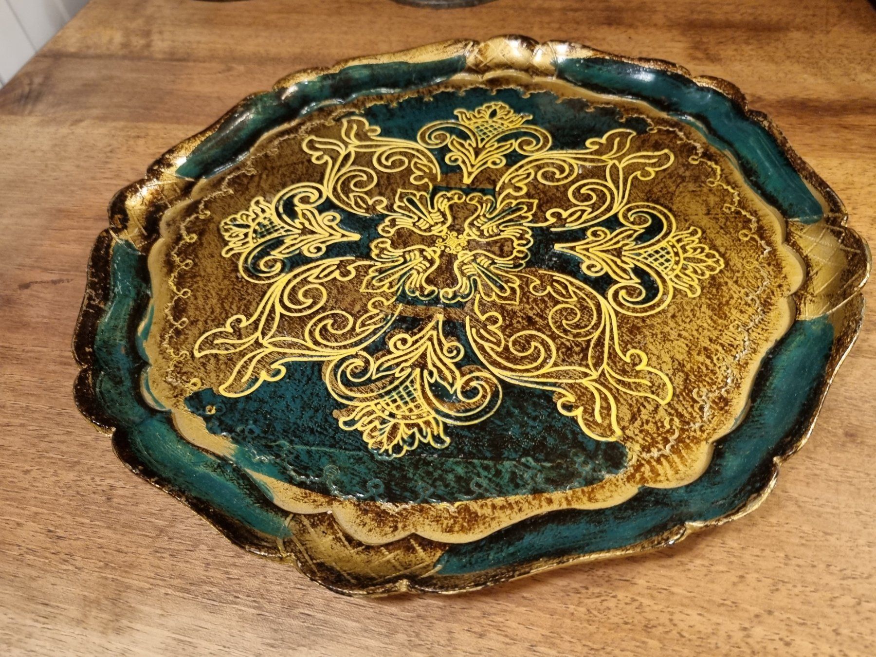 Piatti di portata: Vintage Florentiner Tablett grün-gold – Usato da Scharnachtal venduto da devin03 2